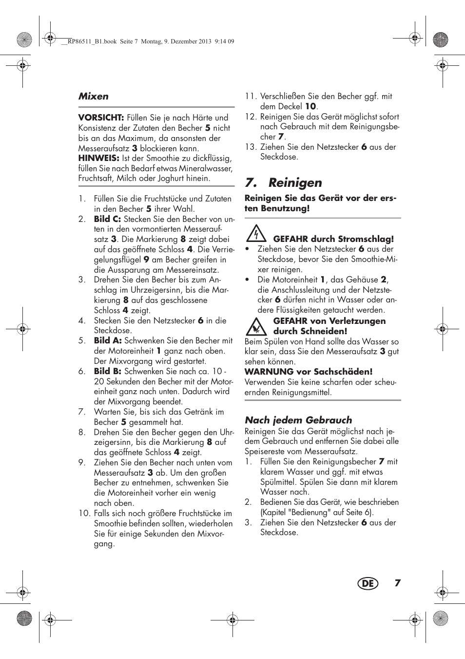 Reinigen | Silvercrest SSM 175 A1 User Manual | Page 9 / 54