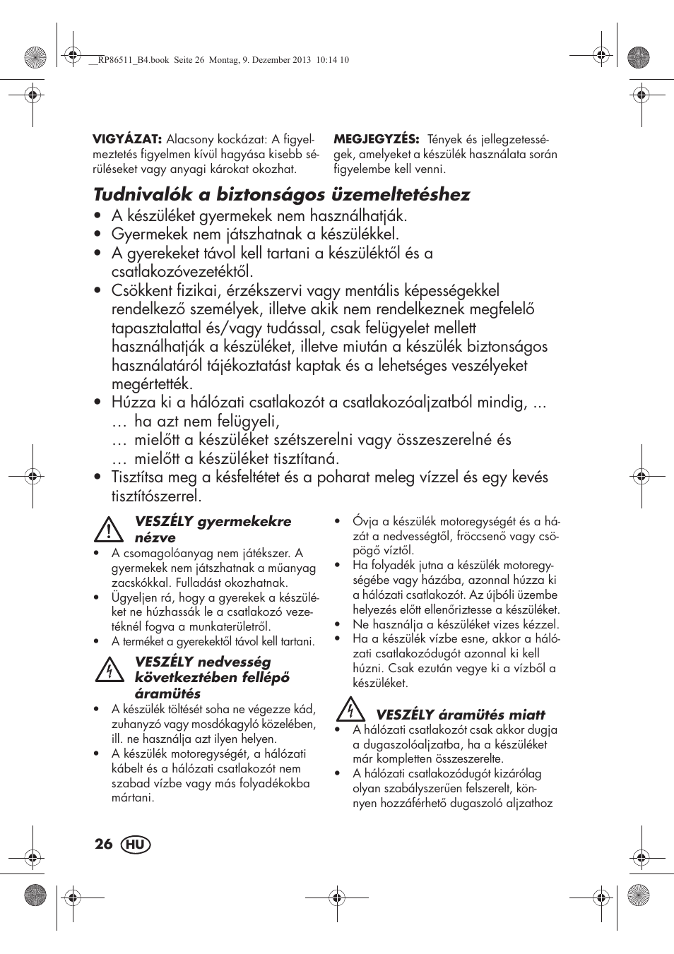 Tudnivalók a biztonságos üzemeltetéshez | Silvercrest SSM 175 A1 User Manual | Page 28 / 78