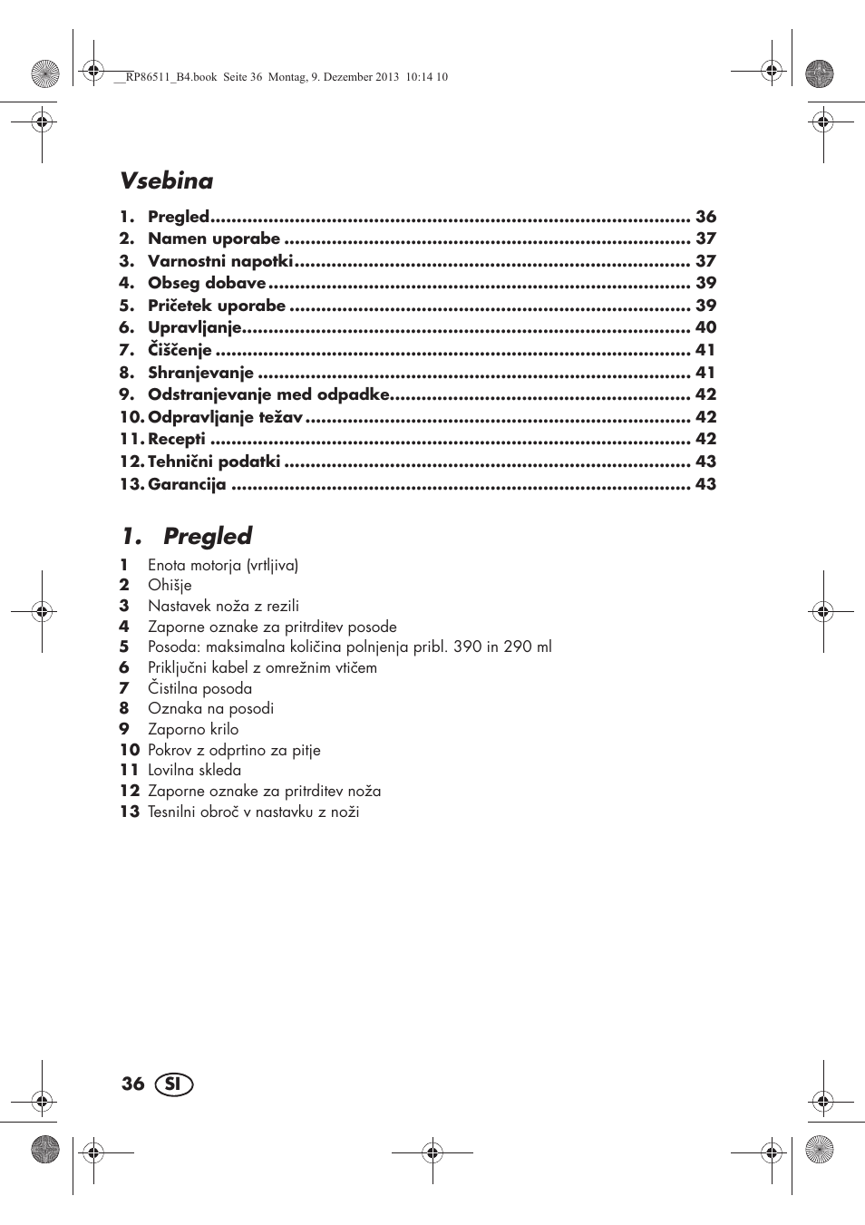 Vsebina, Pregled | Silvercrest SSM 175 A1 User Manual | Page 38 / 78