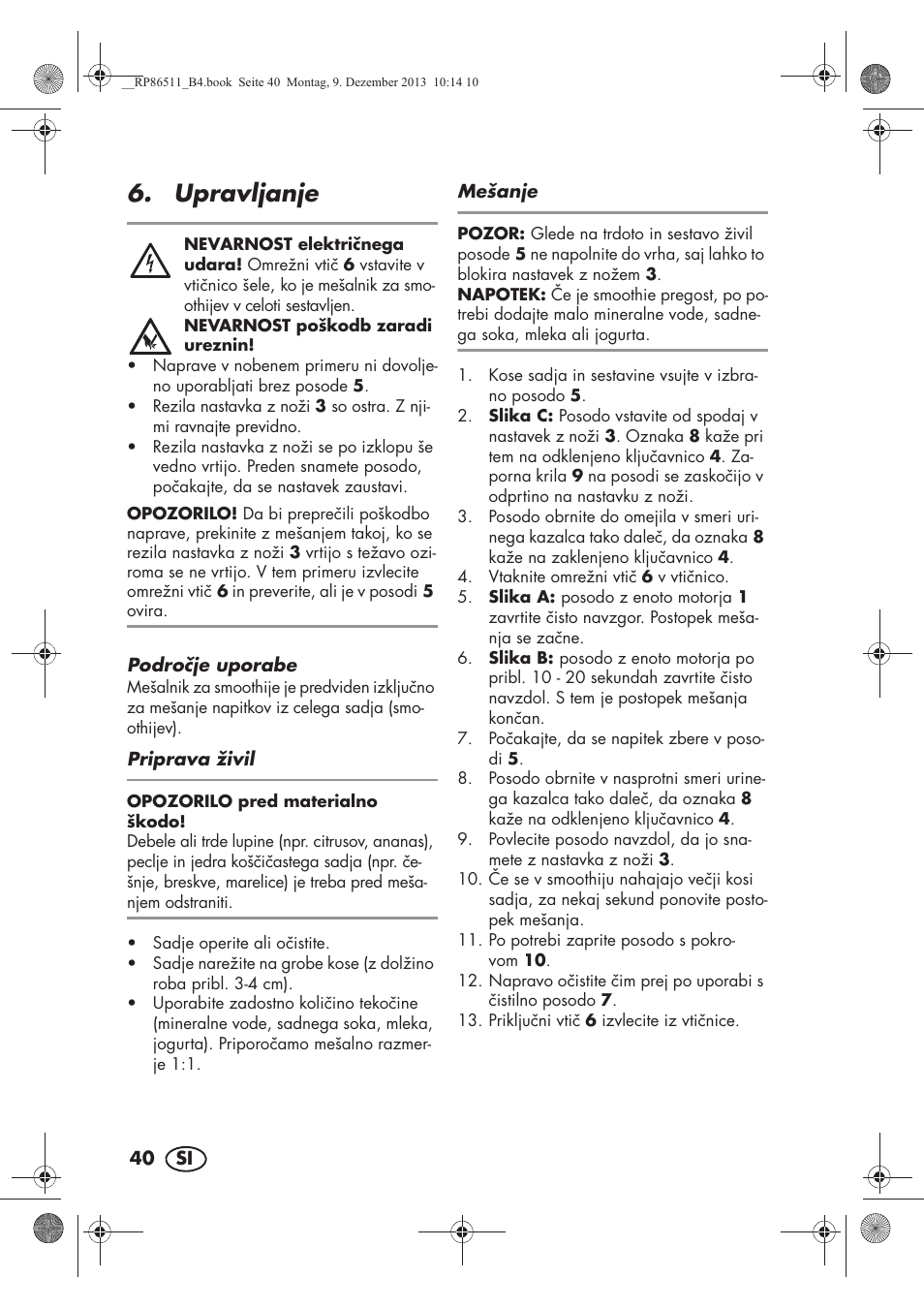 Upravljanje | Silvercrest SSM 175 A1 User Manual | Page 42 / 78