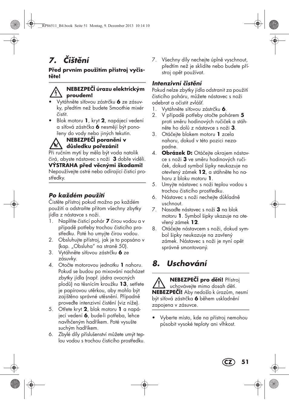 ištní, Uschování | Silvercrest SSM 175 A1 User Manual | Page 53 / 78