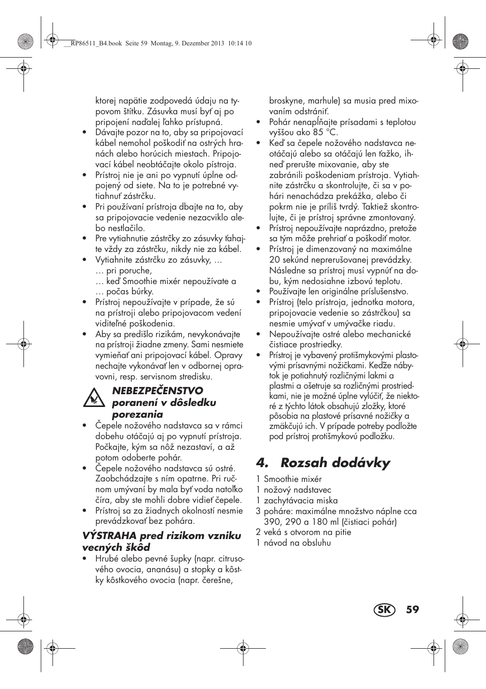 Rozsah dodávky | Silvercrest SSM 175 A1 User Manual | Page 61 / 78