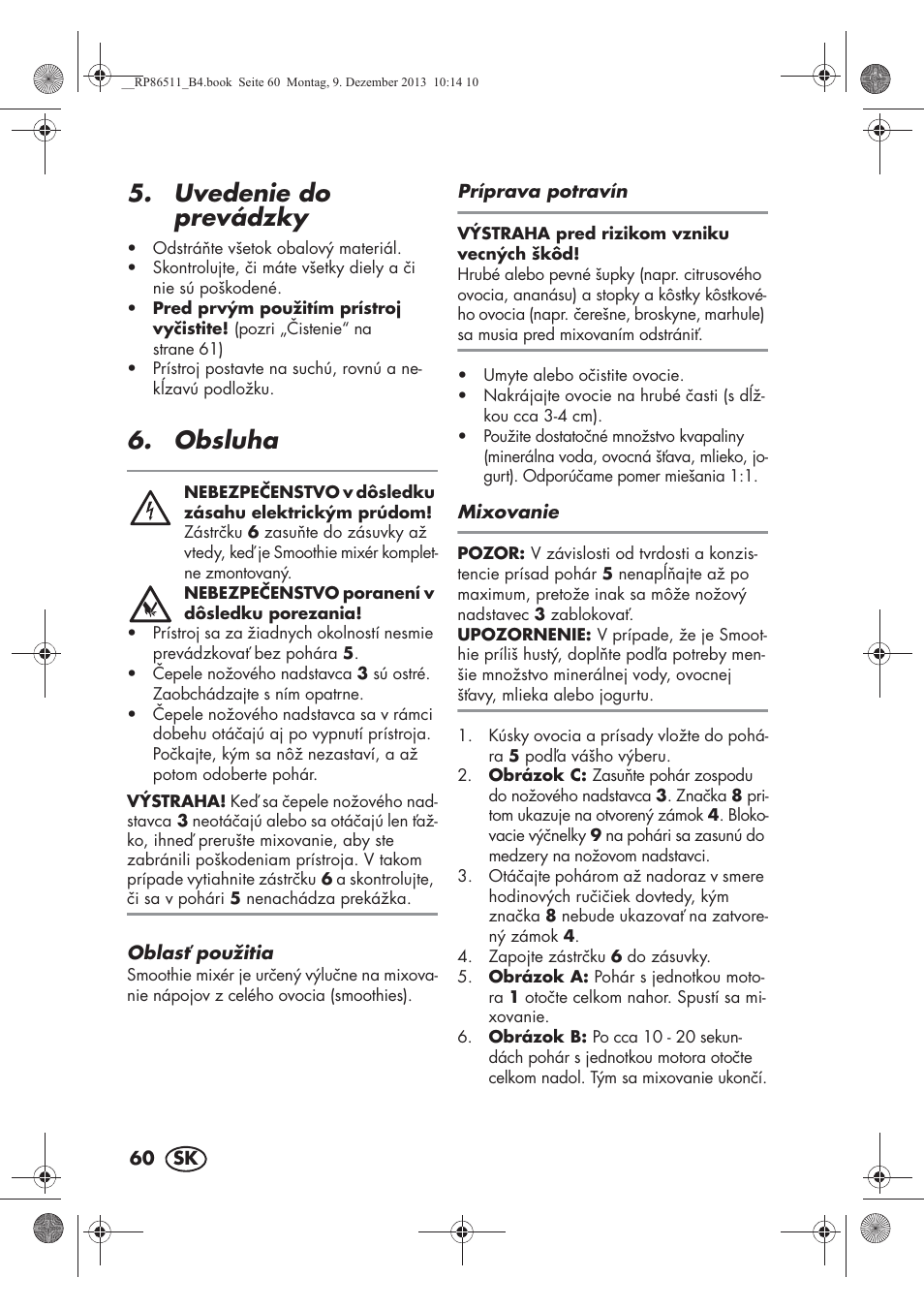 Uvedenie do prevádzky, Obsluha | Silvercrest SSM 175 A1 User Manual | Page 62 / 78