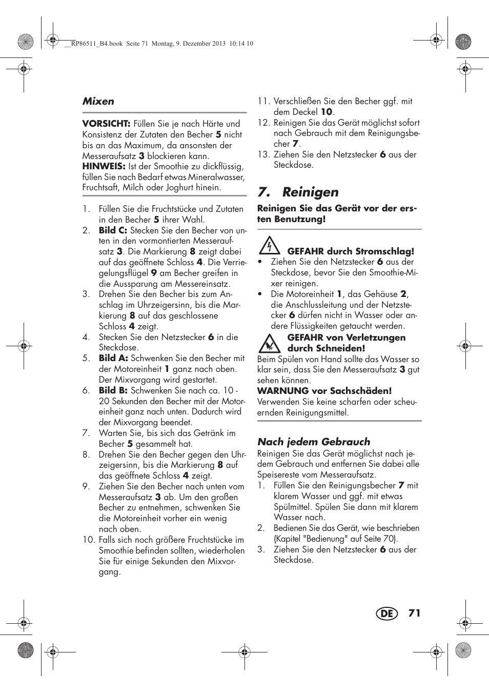 Reinigen | Silvercrest SSM 175 A1 User Manual | Page 73 / 78