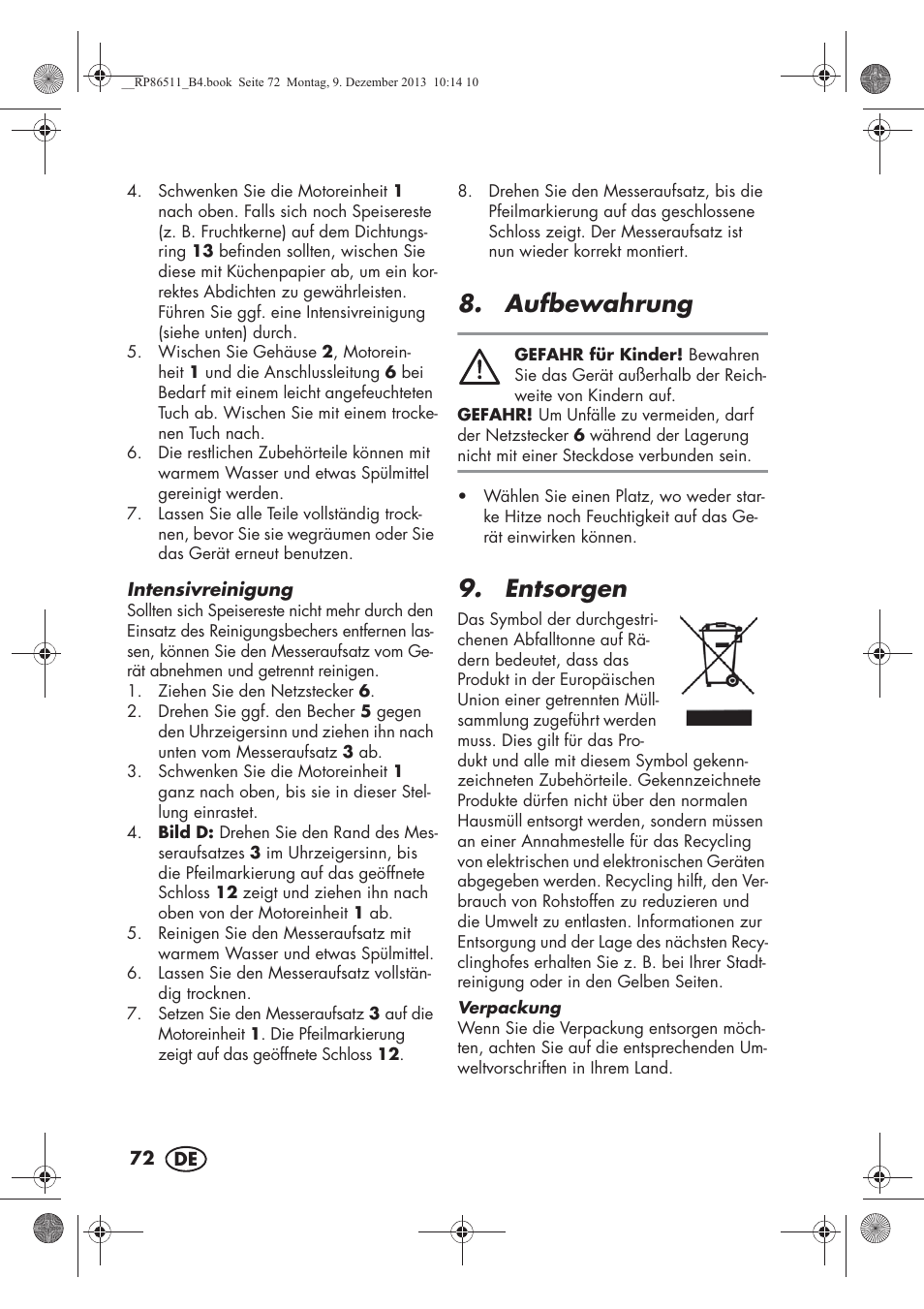 Aufbewahrung, Entsorgen | Silvercrest SSM 175 A1 User Manual | Page 74 / 78