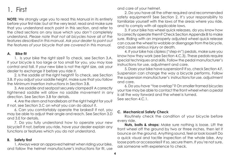 First | Diamondback 06.DB SS OM User Manual | Page 6 / 38