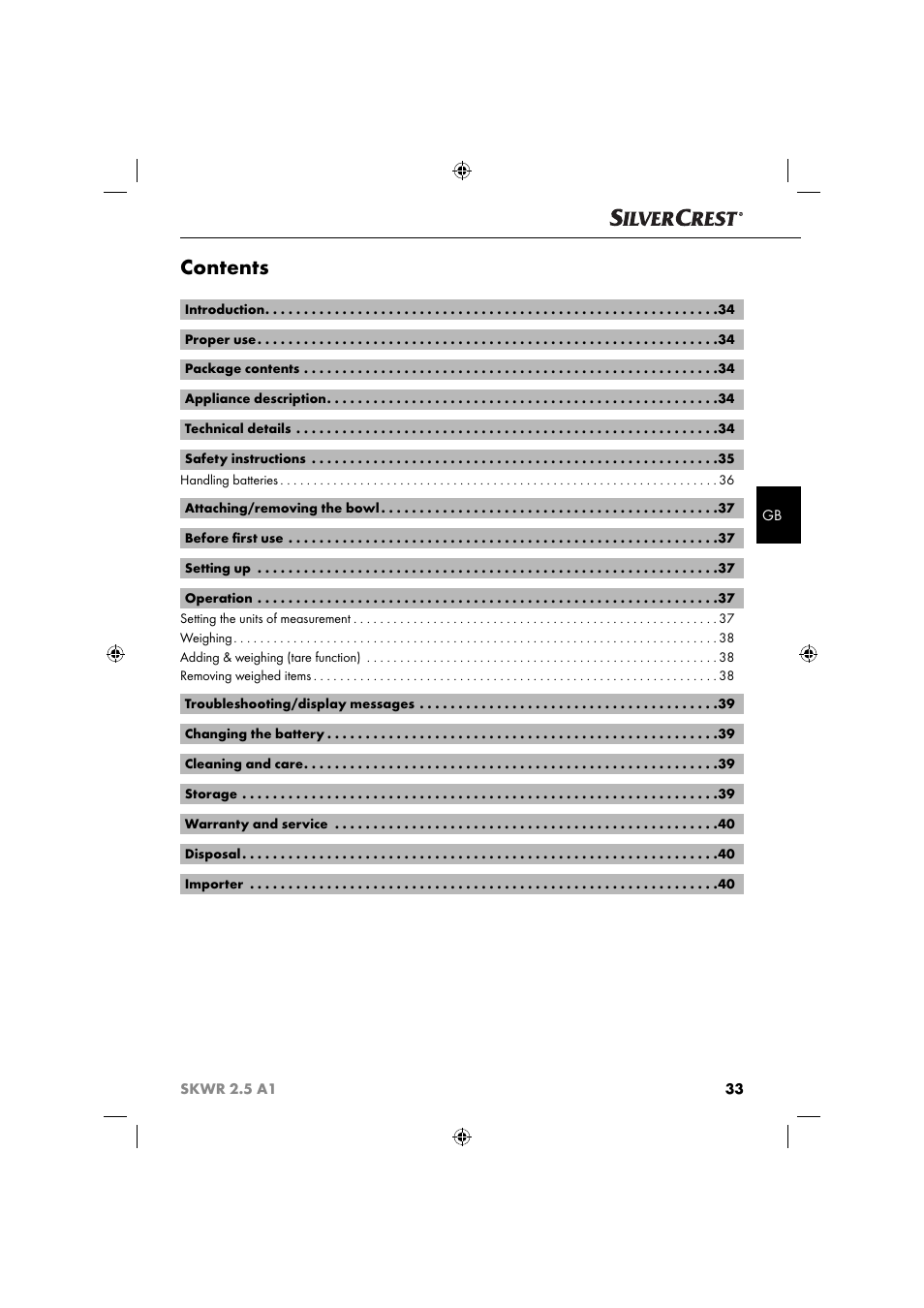 Silvercrest SKWR 2.5 A1 User Manual | Page 36 / 44