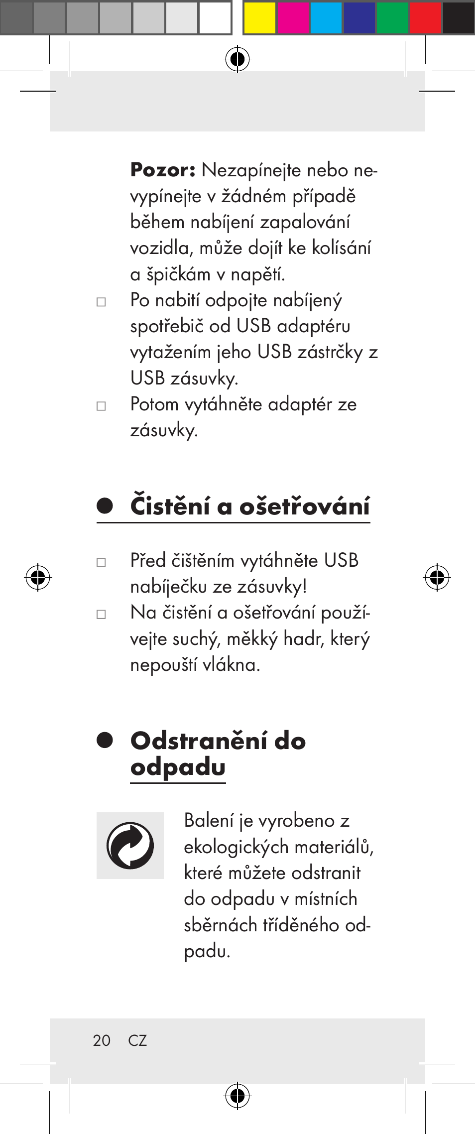 Čistění a ošetřování, Odstranění do odpadu | Silvercrest Z31306A User Manual | Page 20 / 34