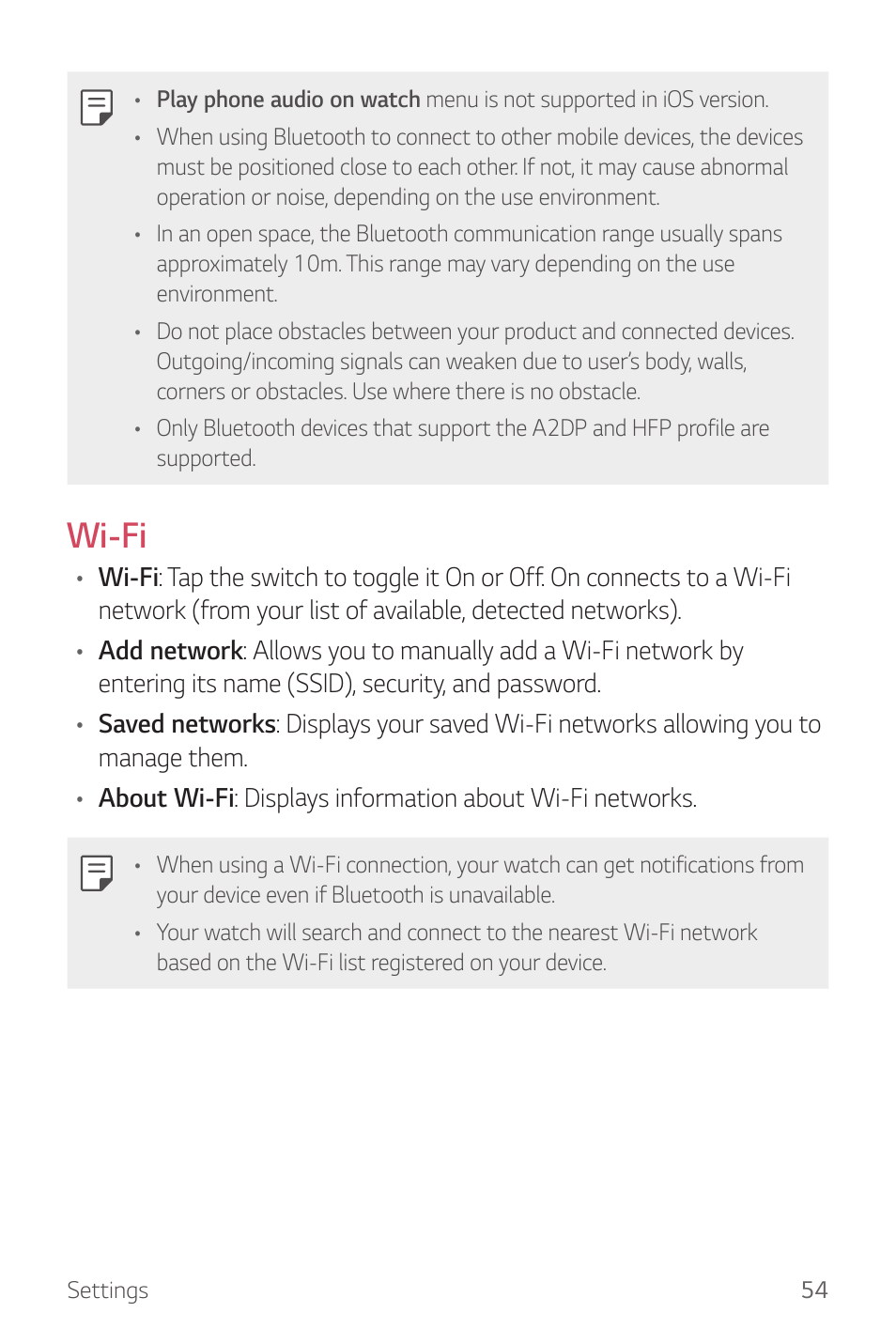 Wi-fi | LG Watch Sport W280A User Manual | Page 55 / 79