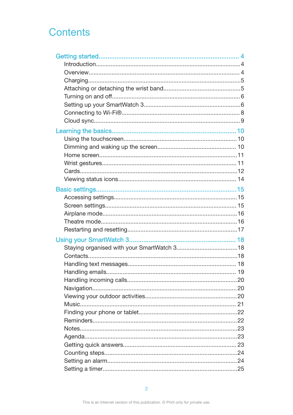 Sony SmartWatch 3 SWR50 User Manual | Page 2 / 32