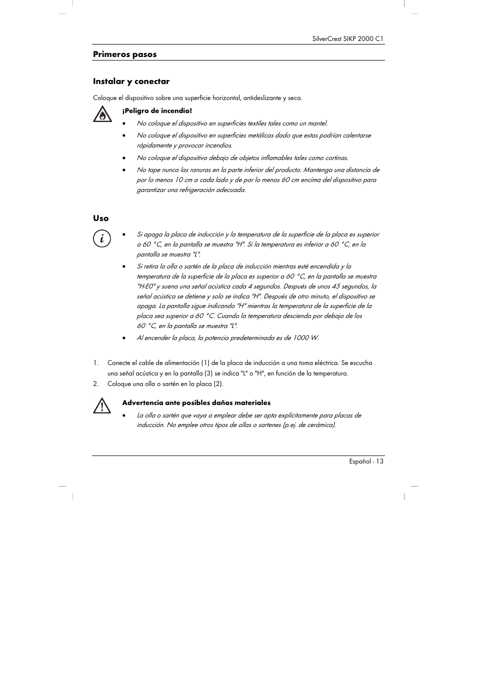 Primeros pasos instalar y conectar | Silvercrest SIKP 2000 C1 User Manual | Page 15 / 102