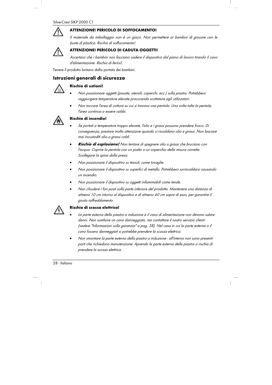 Istruzioni generali di sicurezza | Silvercrest SIKP 2000 C1 User Manual | Page 30 / 102