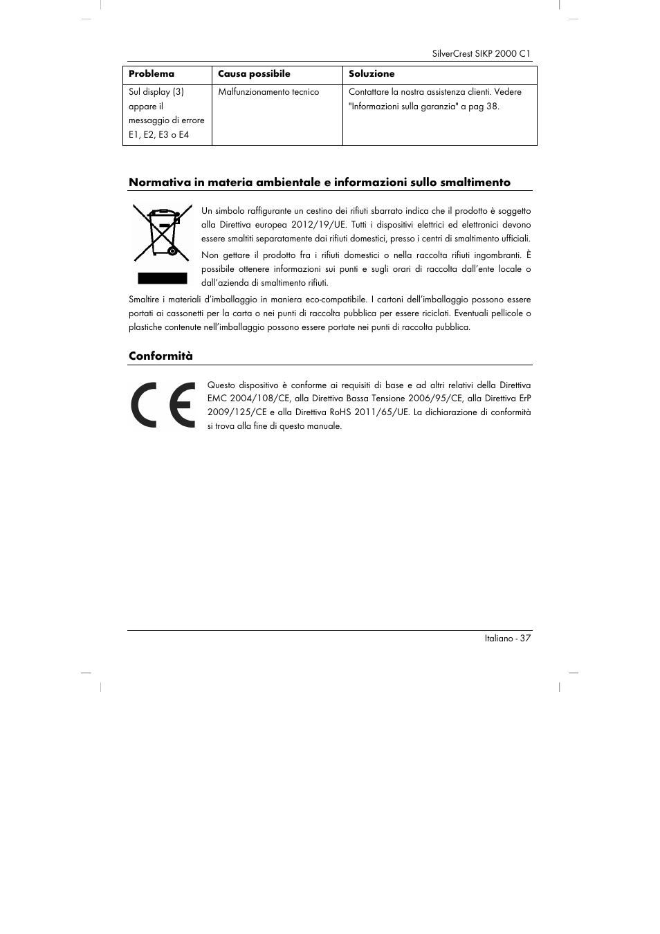 Conformità | Silvercrest SIKP 2000 C1 User Manual | Page 39 / 102