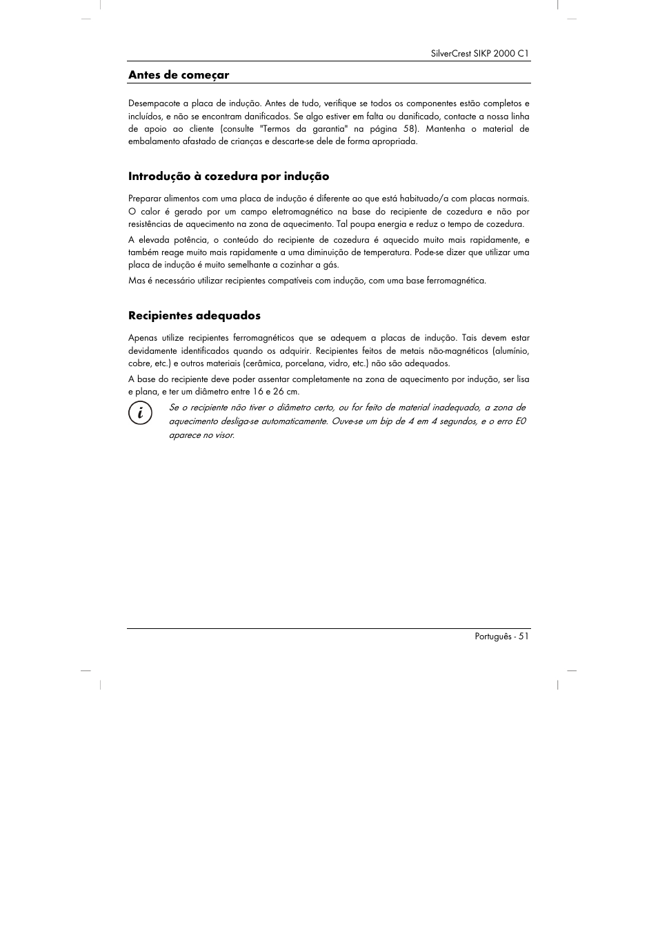 Antes de começar, Introdução à cozedura por indução, Recipientes adequados | Silvercrest SIKP 2000 C1 User Manual | Page 53 / 102