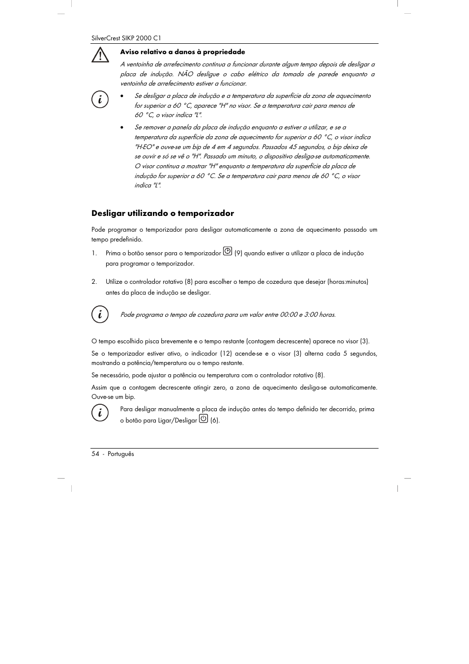 Desligar utilizando o temporizador | Silvercrest SIKP 2000 C1 User Manual | Page 56 / 102