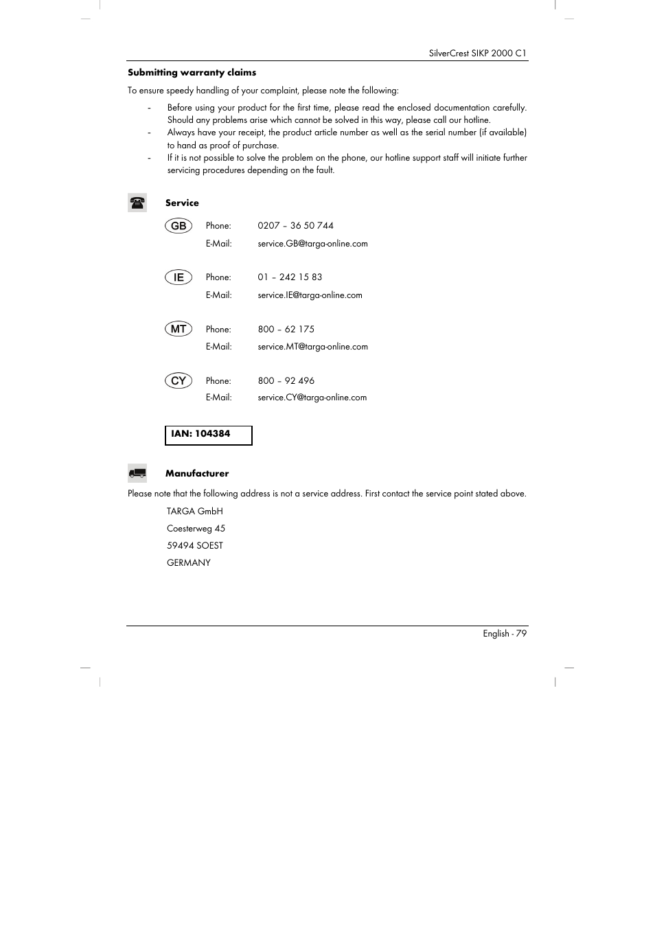 Silvercrest SIKP 2000 C1 User Manual | Page 81 / 102