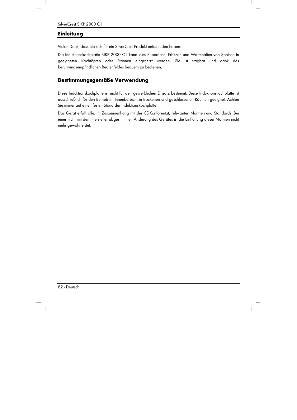 Einleitung, Bestimmungsgemäße verwendung | Silvercrest SIKP 2000 C1 User Manual | Page 84 / 102