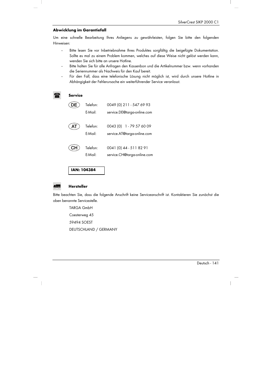 Silvercrest SIKP 2000 C1 User Manual | Page 143 / 144