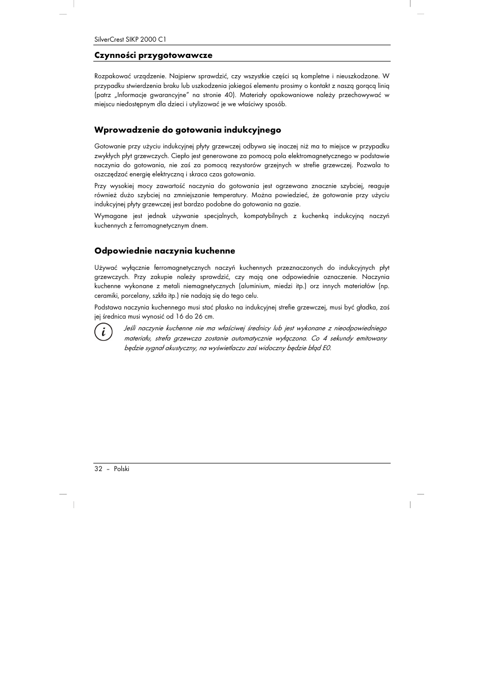 Czynności przygotowawcze, Wprowadzenie do gotowania indukcyjnego, Odpowiednie naczynia kuchenne | Silvercrest SIKP 2000 C1 User Manual | Page 34 / 144