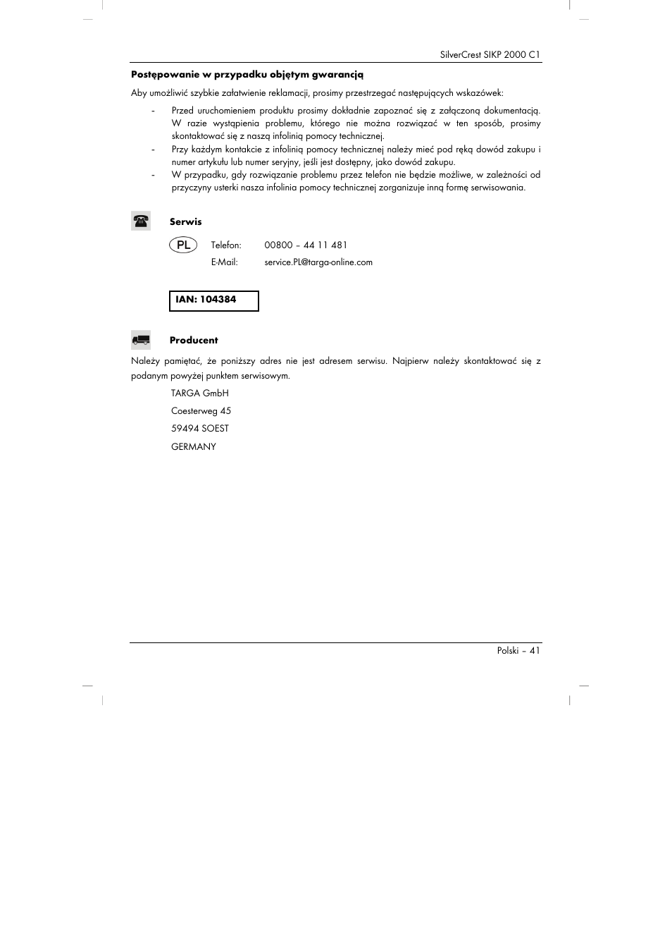 Silvercrest SIKP 2000 C1 User Manual | Page 43 / 144