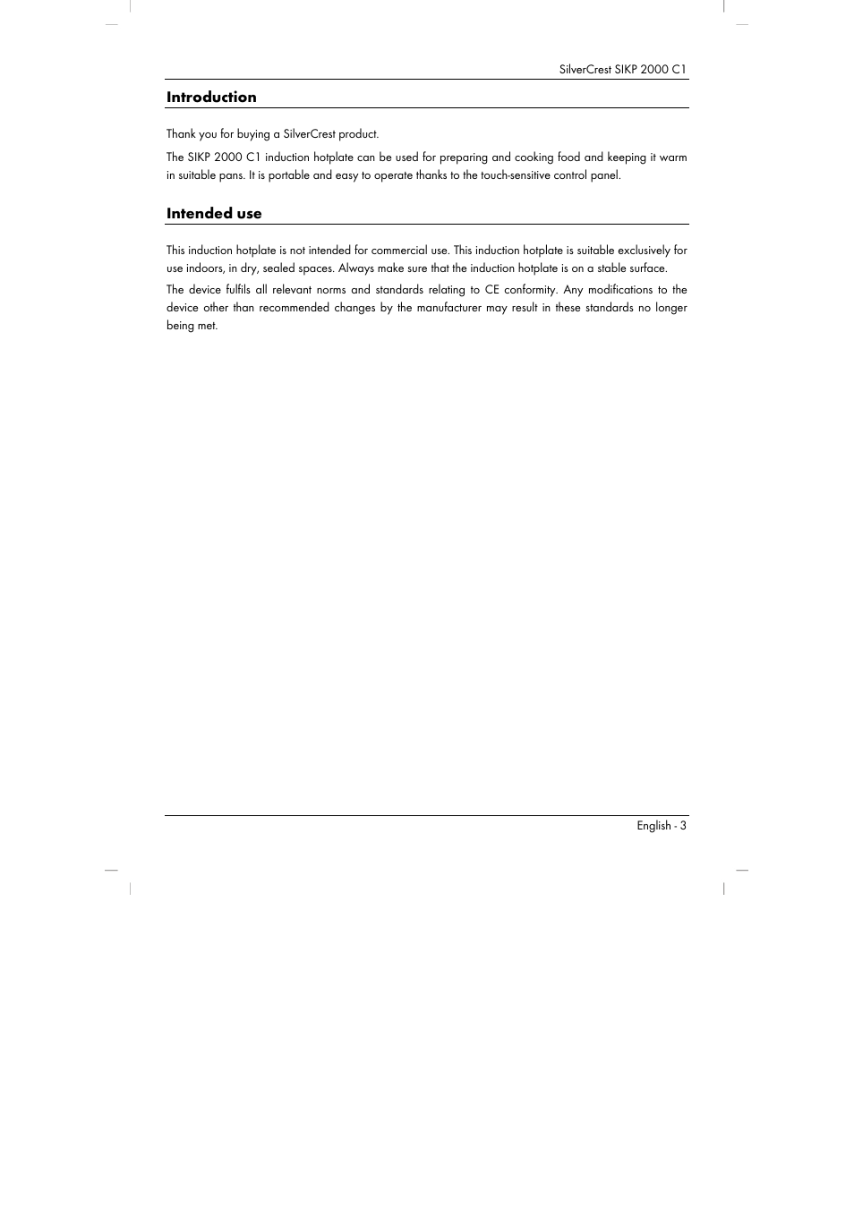 Introduction, Intended use | Silvercrest SIKP 2000 C1 User Manual | Page 5 / 144