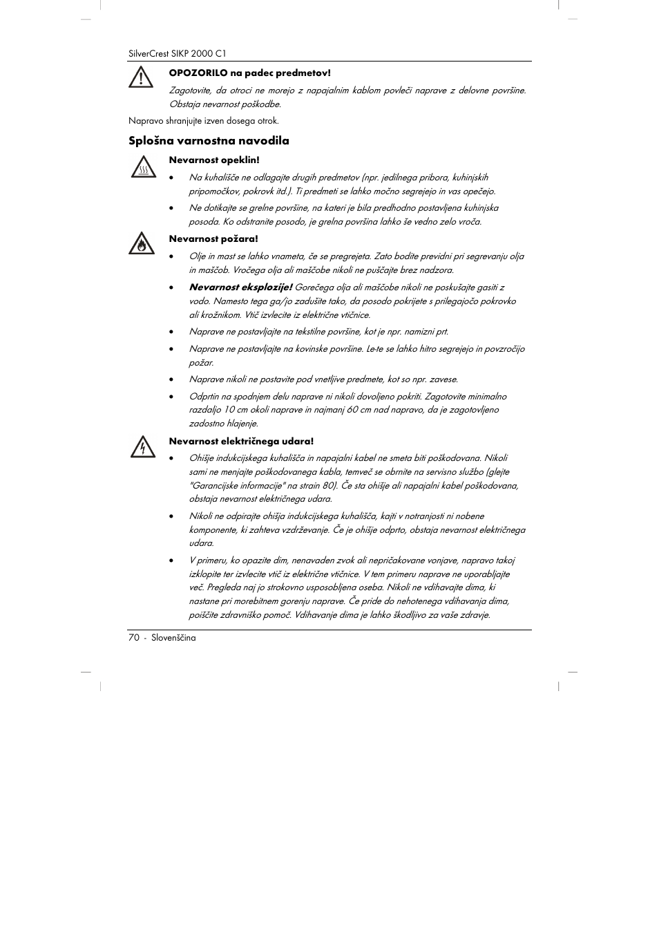 Splošna varnostna navodila | Silvercrest SIKP 2000 C1 User Manual | Page 72 / 144