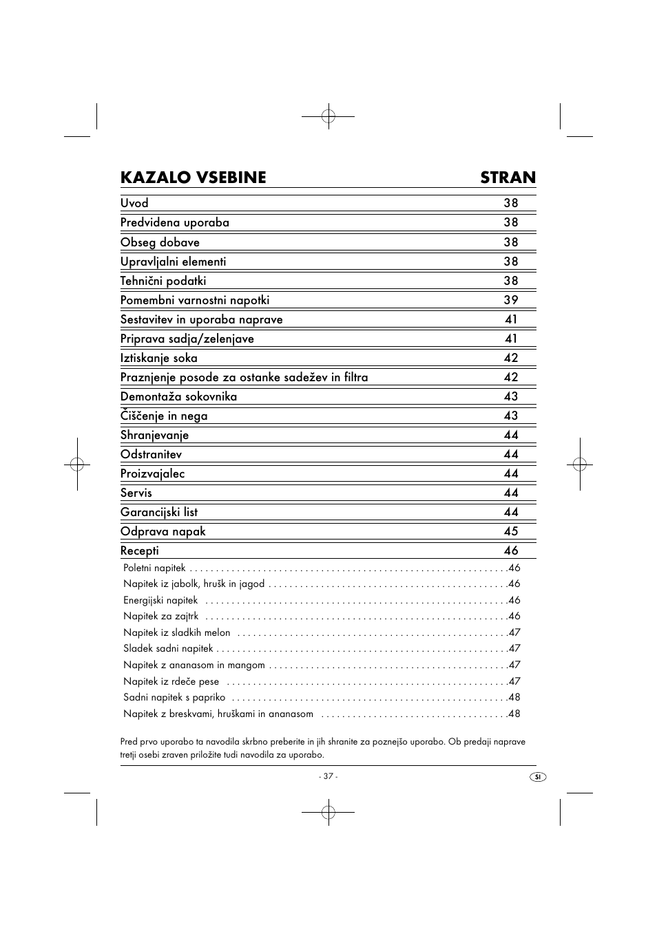 Kazalo vsebine stran | Silvercrest SFE 450 C1 User Manual | Page 40 / 88