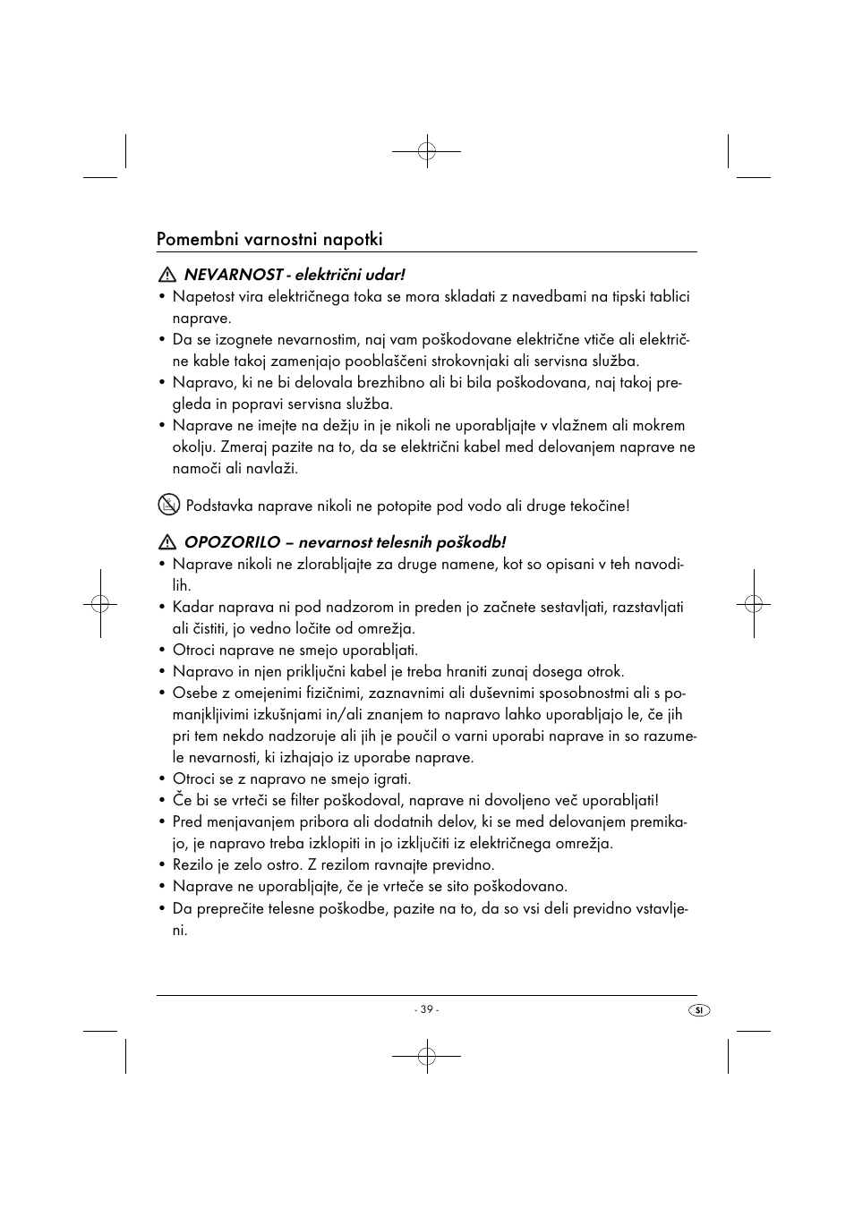 Pomembni varnostni napotki | Silvercrest SFE 450 C1 User Manual | Page 42 / 88