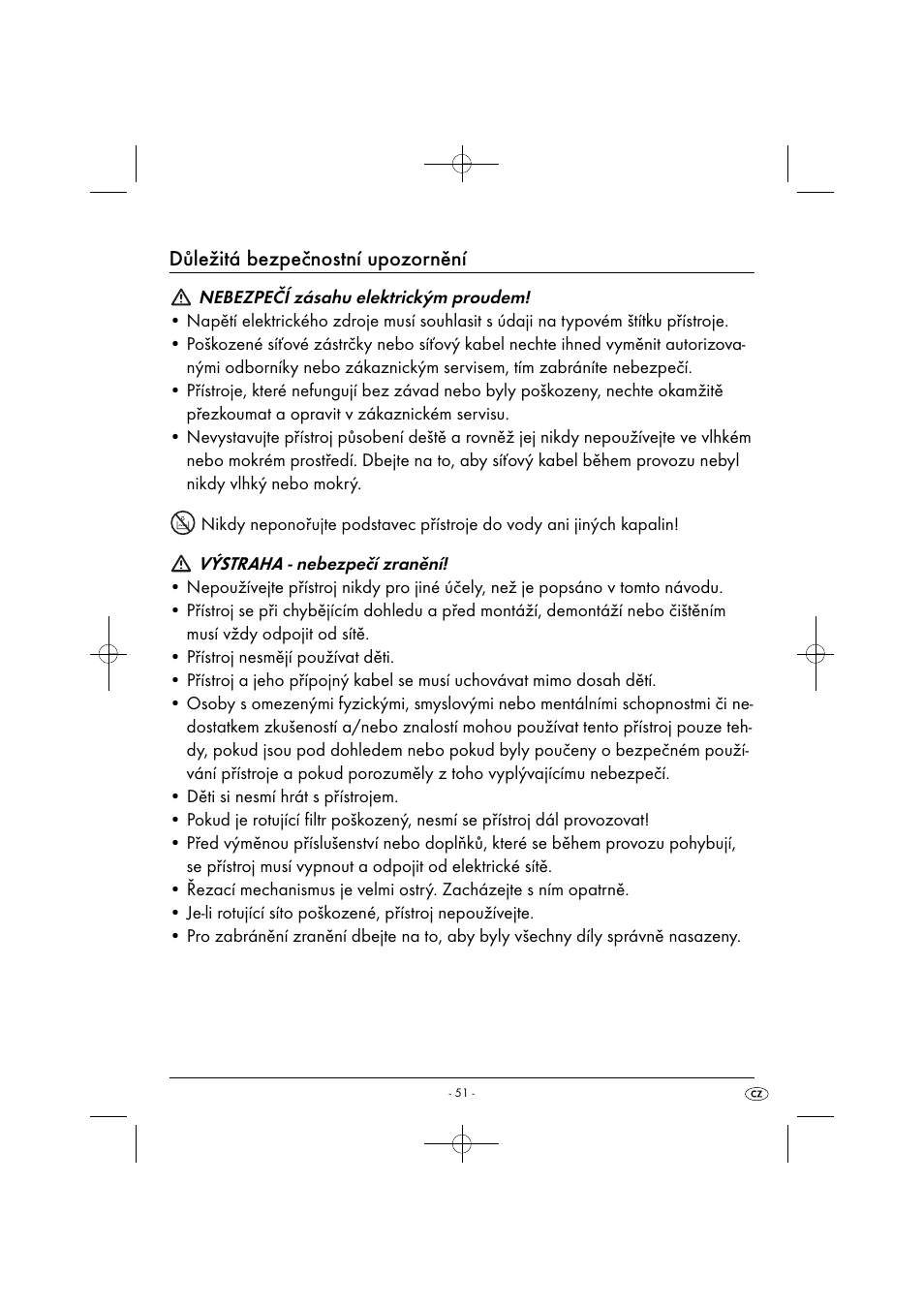 Důležitá bezpečnostní upozornění | Silvercrest SFE 450 C1 User Manual | Page 54 / 88