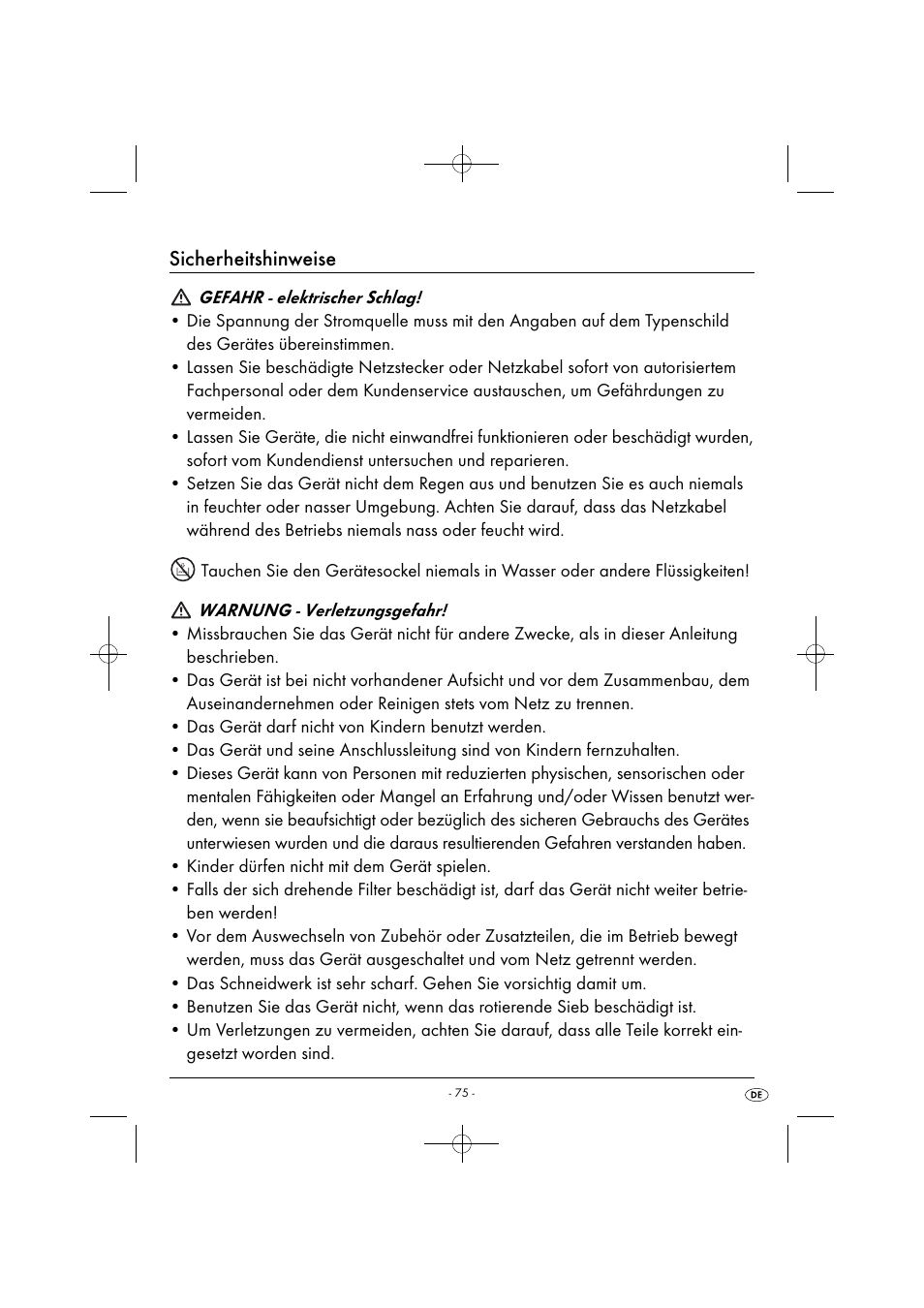 Sicherheitshinweise | Silvercrest SFE 450 C1 User Manual | Page 78 / 88