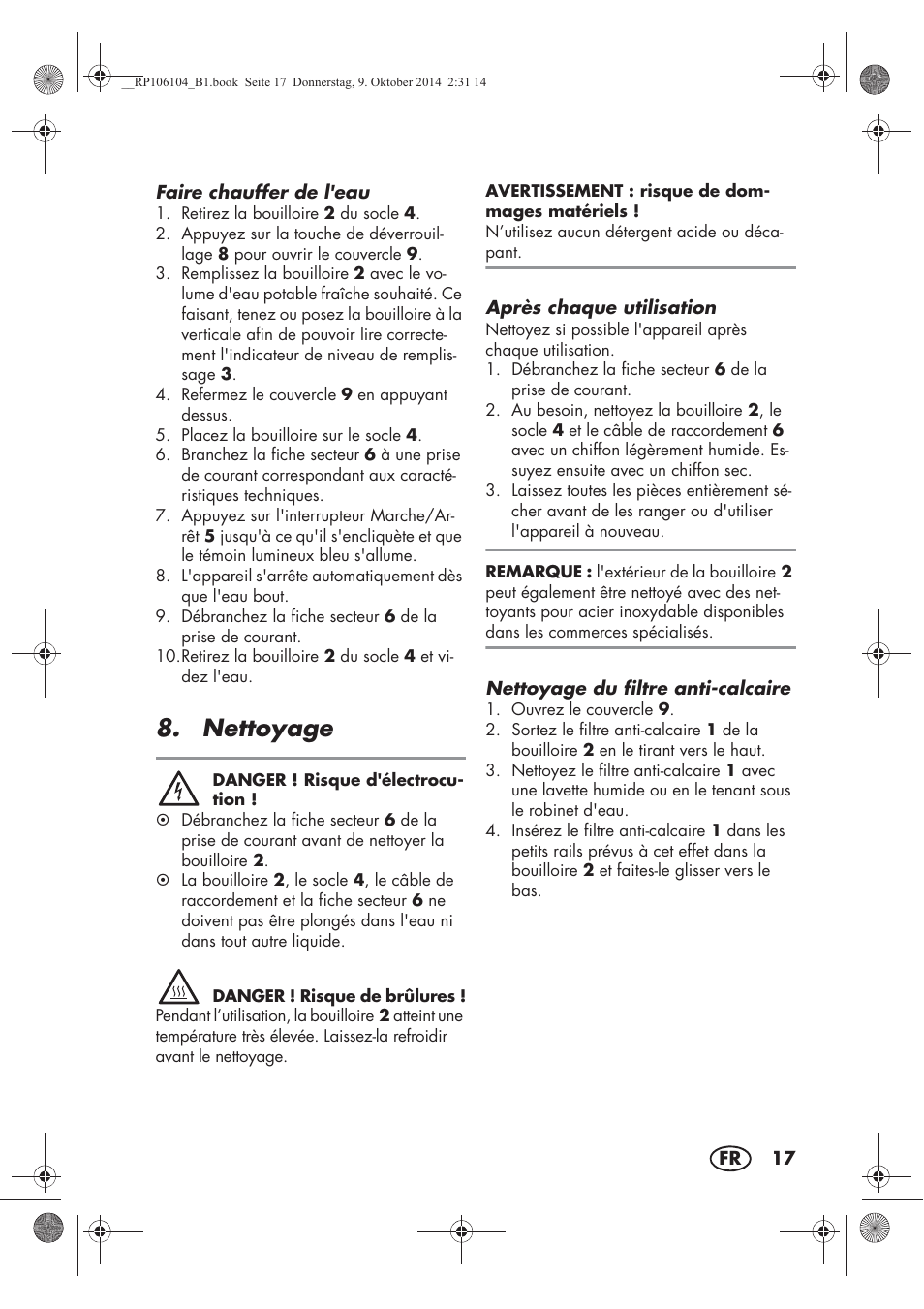 Nettoyage | Silvercrest SWKS 2200 B1 User Manual | Page 19 / 46