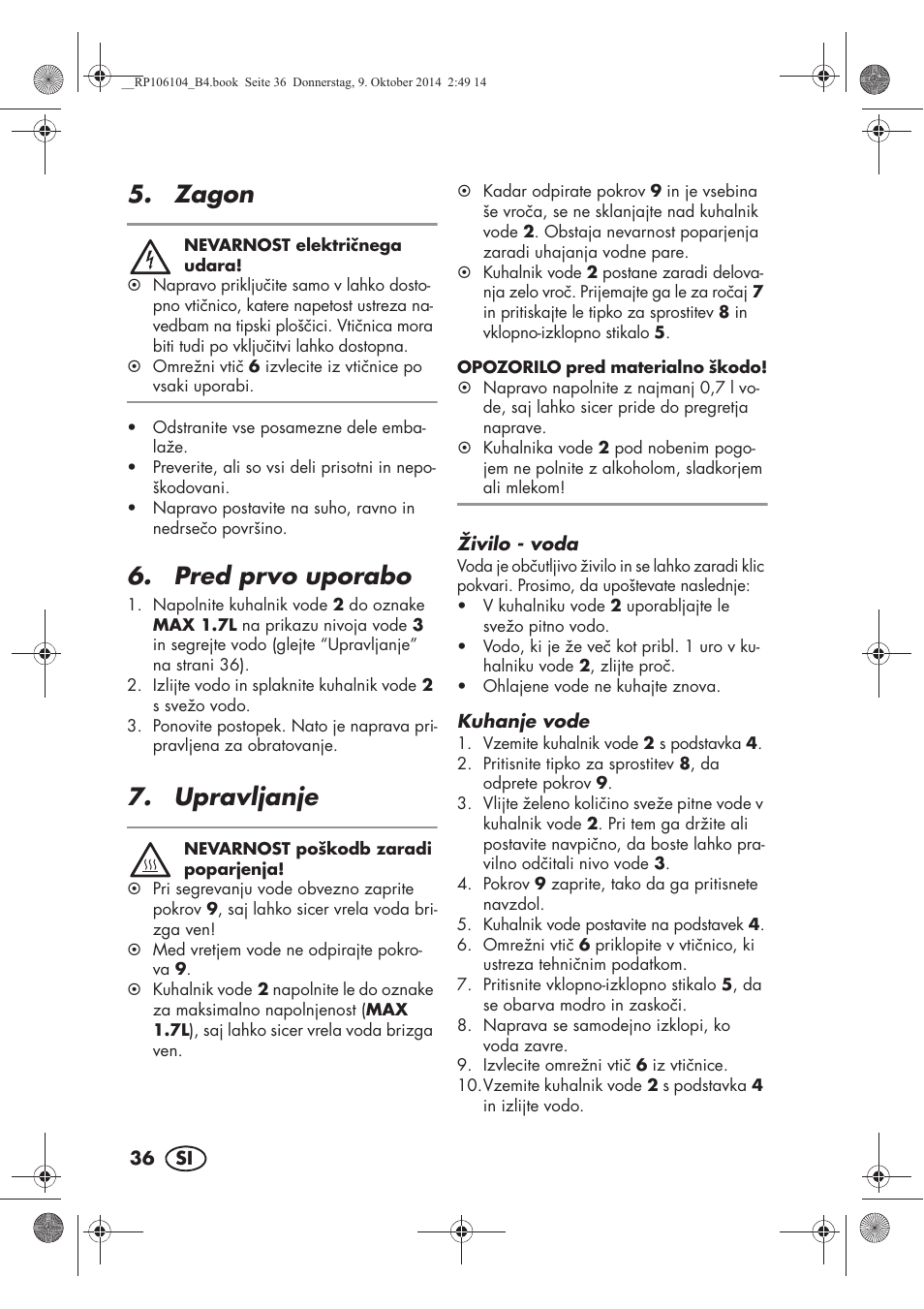 Zagon, Pred prvo uporabo, Upravljanje | Silvercrest SWKS 2200 B1 User Manual | Page 38 / 70
