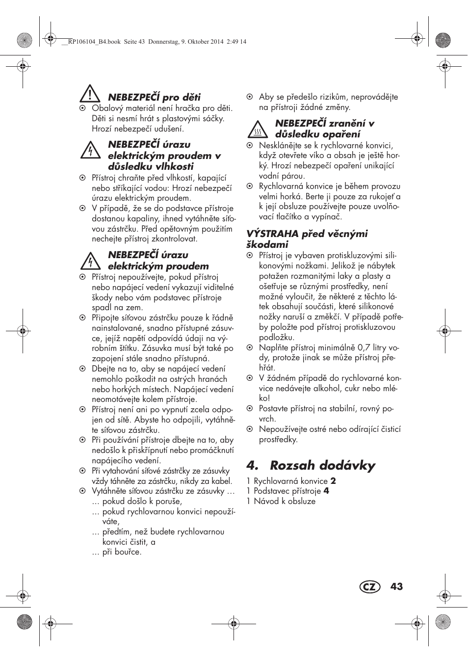 Rozsah dodávky | Silvercrest SWKS 2200 B1 User Manual | Page 45 / 70