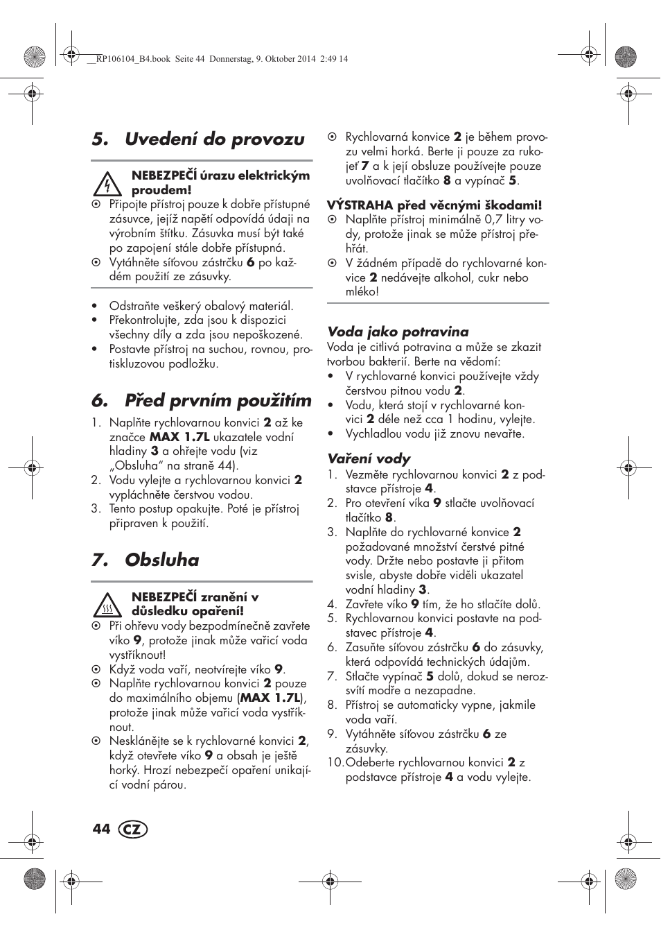 Uvedení do provozu, Ped prvním použitím, Obsluha | Silvercrest SWKS 2200 B1 User Manual | Page 46 / 70