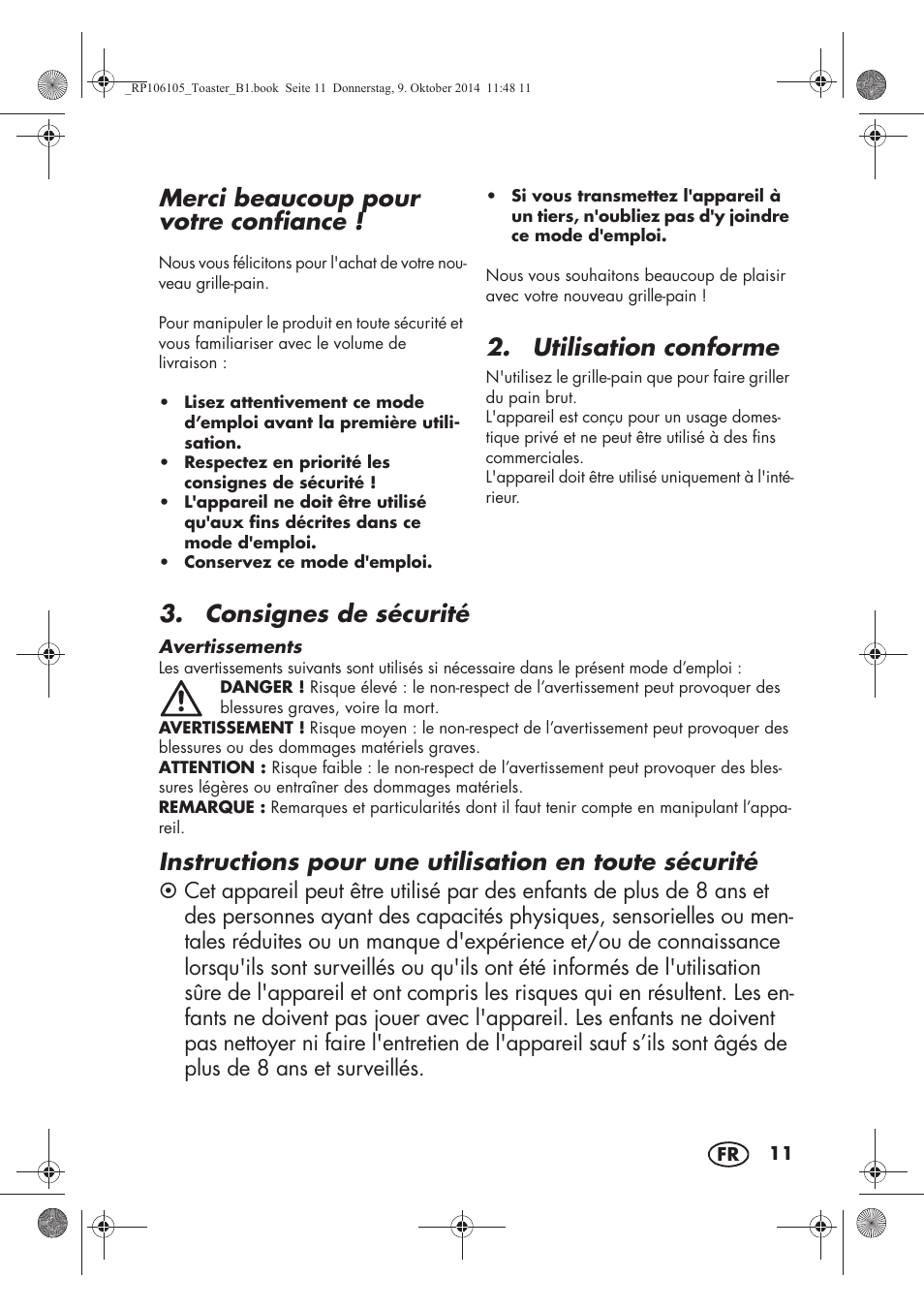 Merci beaucoup pour votre confiance, Utilisation conforme, Consignes de sécurité | Silvercrest STS 920 A1 User Manual | Page 13 / 38