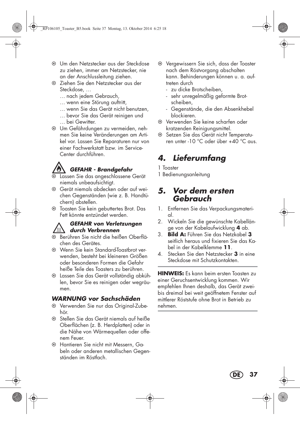 Lieferumfang, Vor dem ersten gebrauch | Silvercrest STS 920 A1 User Manual | Page 39 / 46
