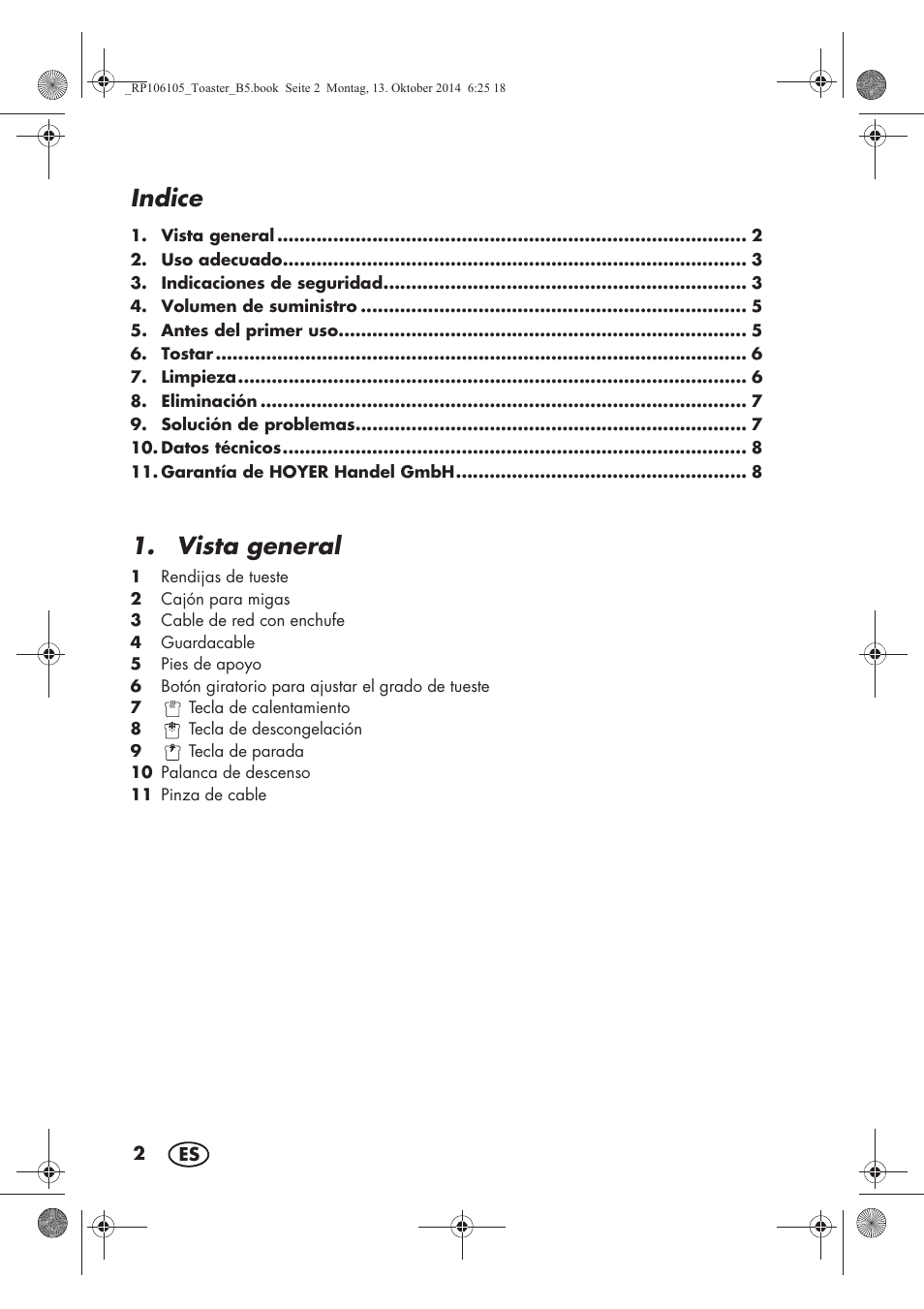 Indice, Vista general | Silvercrest STS 920 A1 User Manual | Page 4 / 46