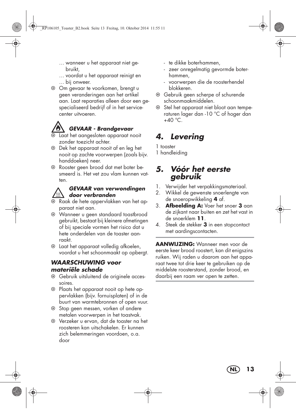 Levering, Vóór het eerste gebruik | Silvercrest STS 920 A1 User Manual | Page 15 / 38