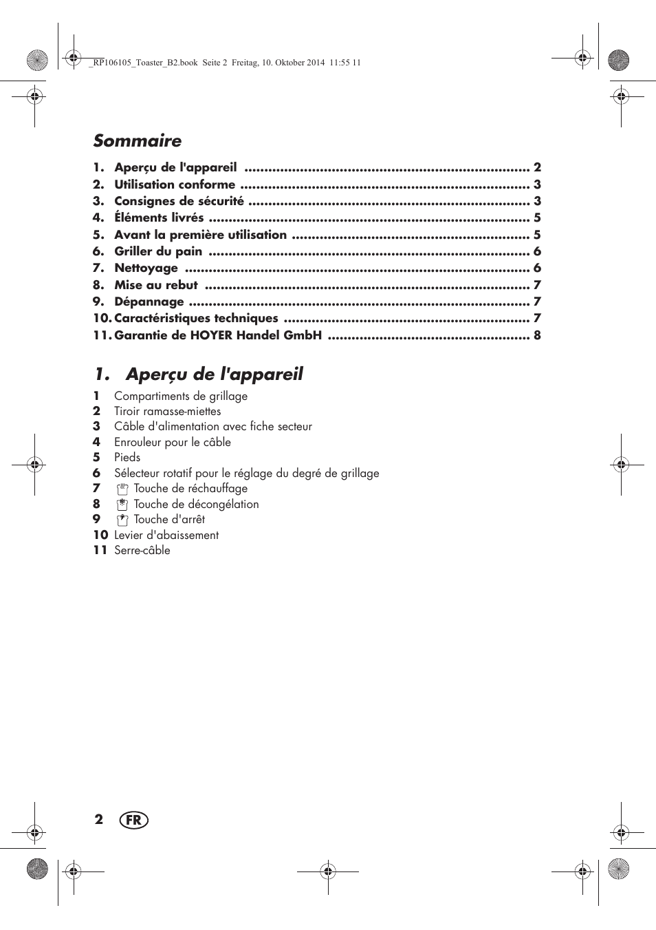 Sommaire, Aperçu de l'appareil | Silvercrest STS 920 A1 User Manual | Page 4 / 38