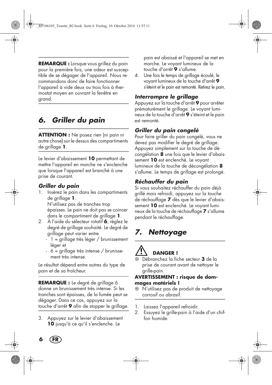 Griller du pain, Nettoyage | Silvercrest STS 920 A1 User Manual | Page 8 / 38