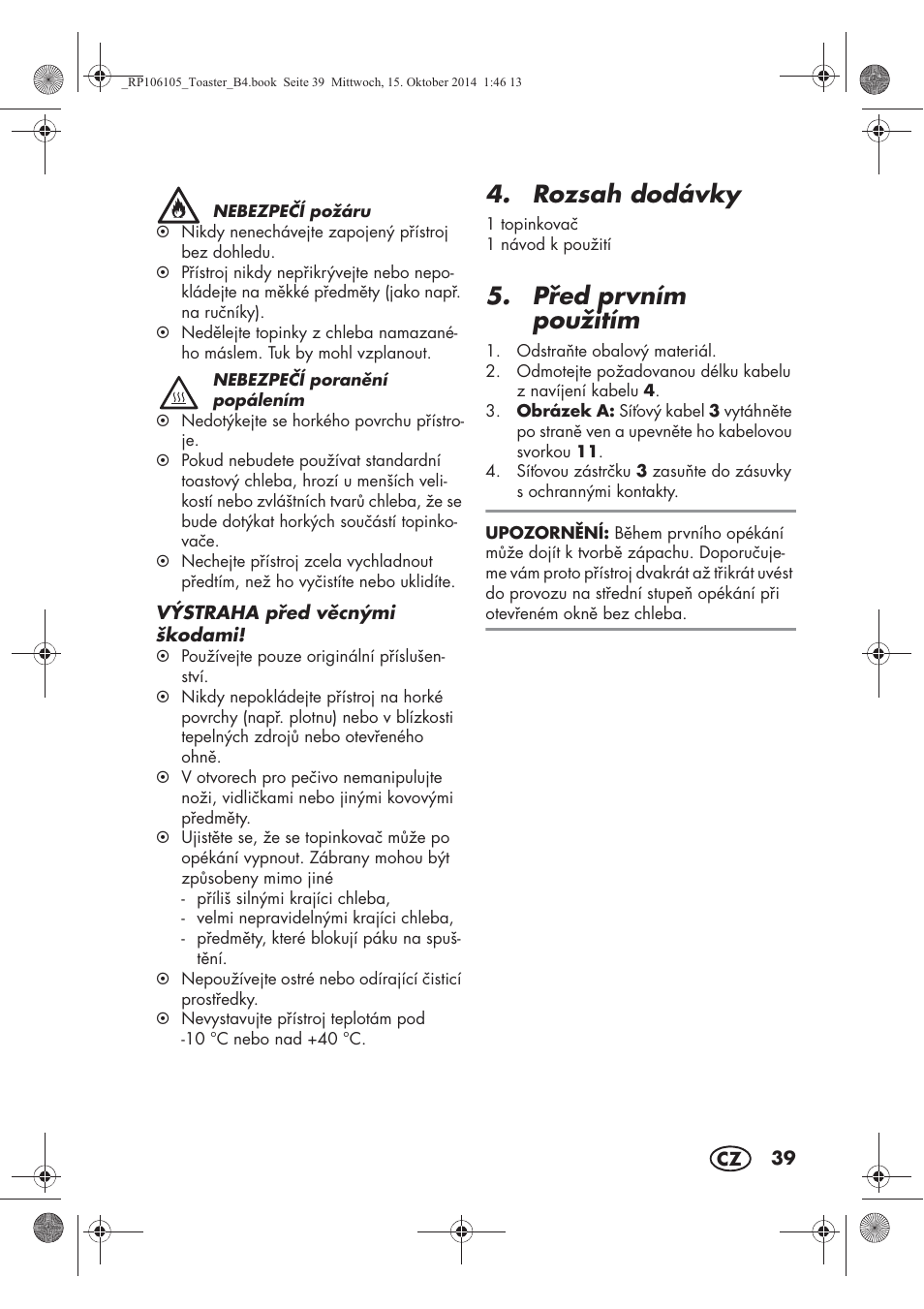 Rozsah dodávky, Ped prvním použitím | Silvercrest STS 920 A1 User Manual | Page 41 / 62