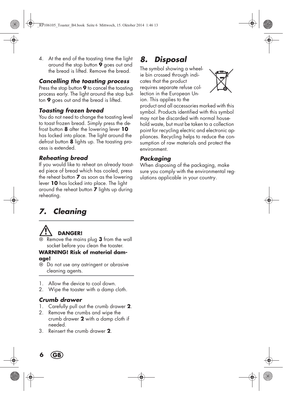 Cleaning, Disposal | Silvercrest STS 920 A1 User Manual | Page 8 / 62