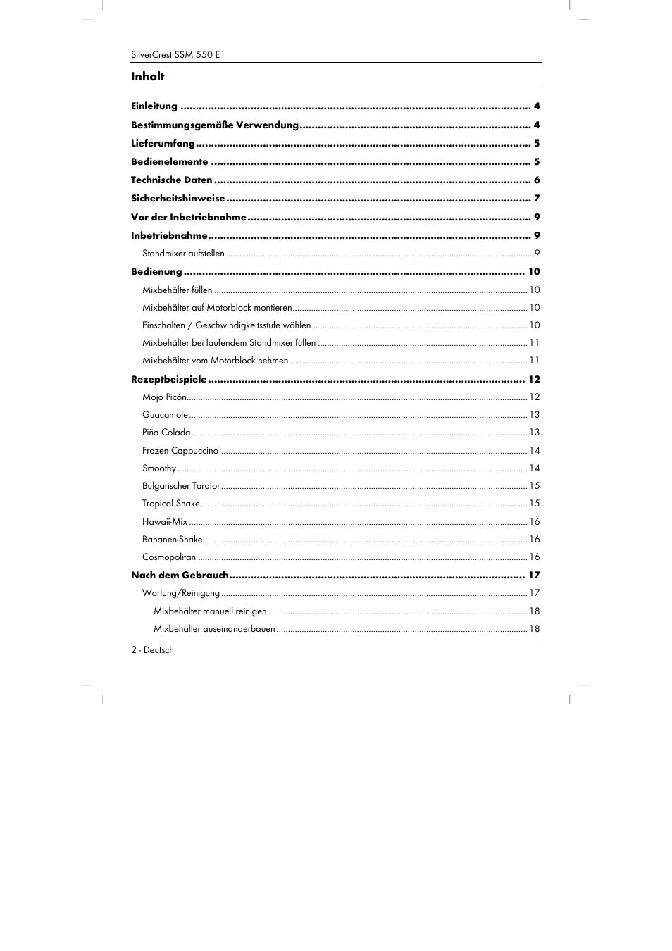 Silvercrest SSM 550 E1 User Manual | Page 4 / 90