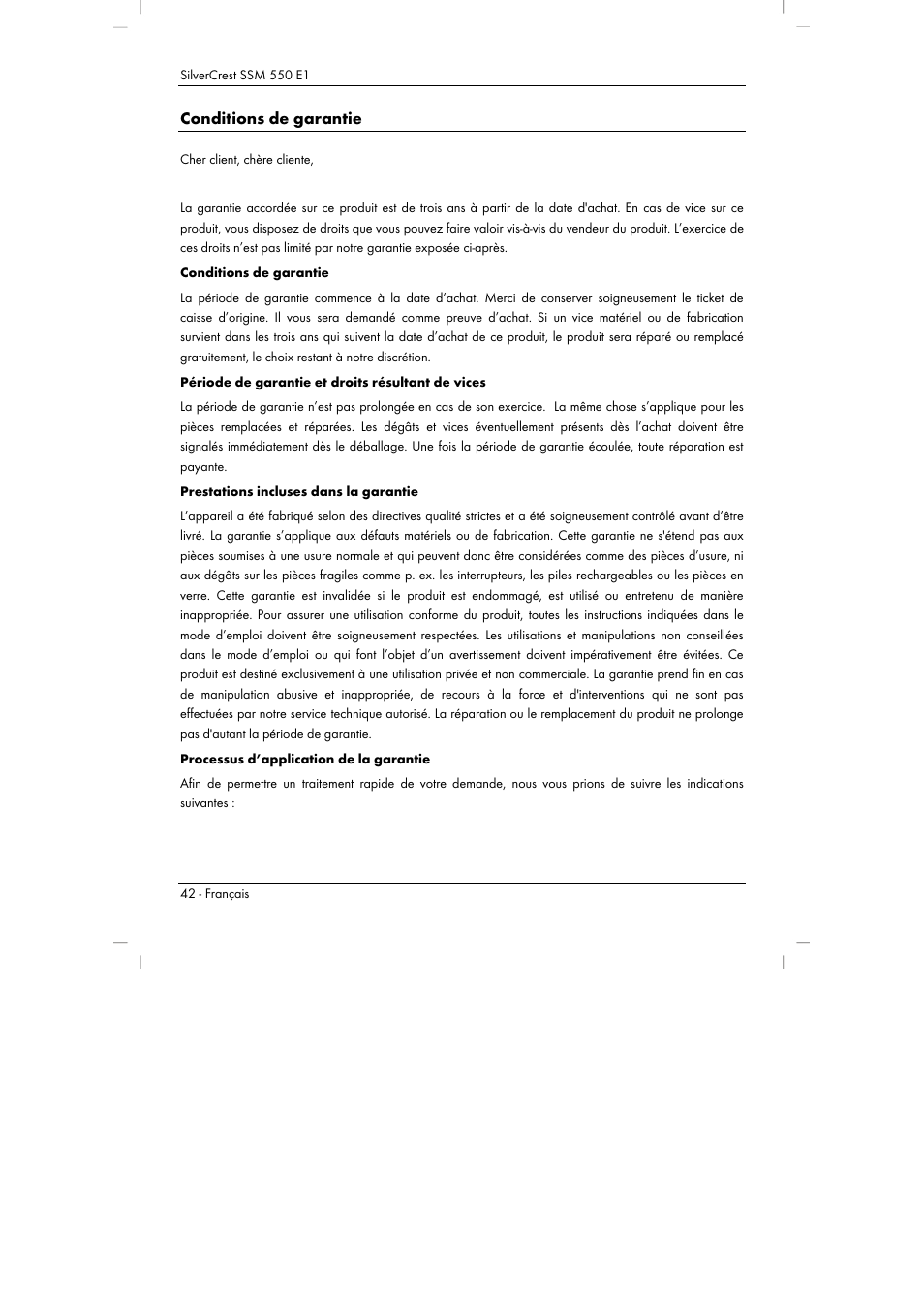 Conditions de garantie | Silvercrest SSM 550 E1 User Manual | Page 44 / 90