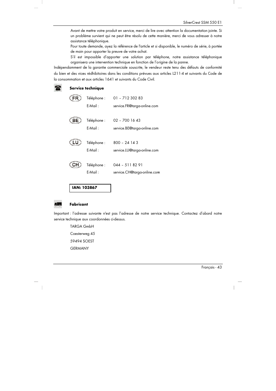 Silvercrest SSM 550 E1 User Manual | Page 45 / 90