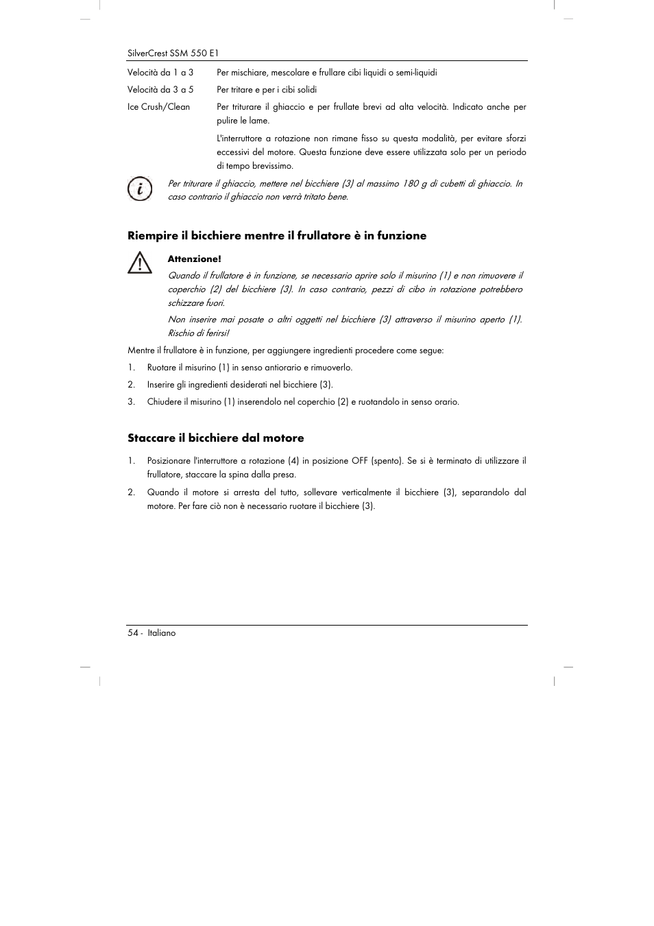 Staccare il bicchiere dal motore | Silvercrest SSM 550 E1 User Manual | Page 56 / 90