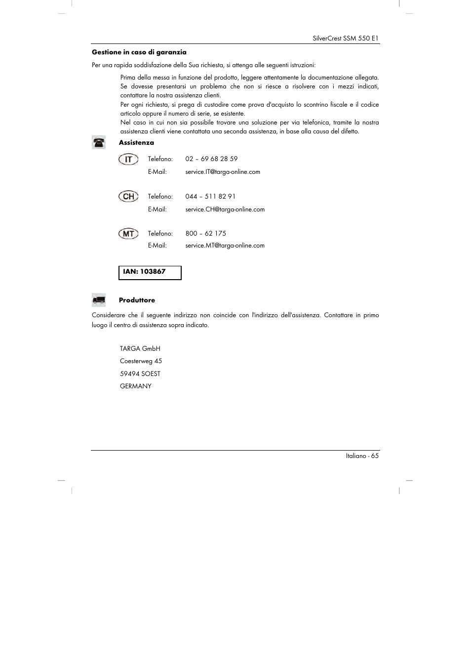 Silvercrest SSM 550 E1 User Manual | Page 67 / 90