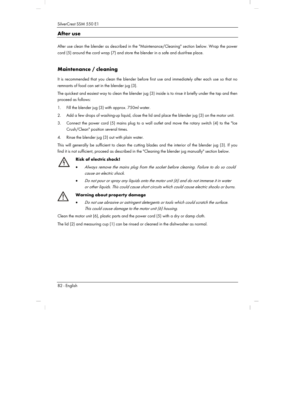 After use, Maintenance / cleaning | Silvercrest SSM 550 E1 User Manual | Page 84 / 90