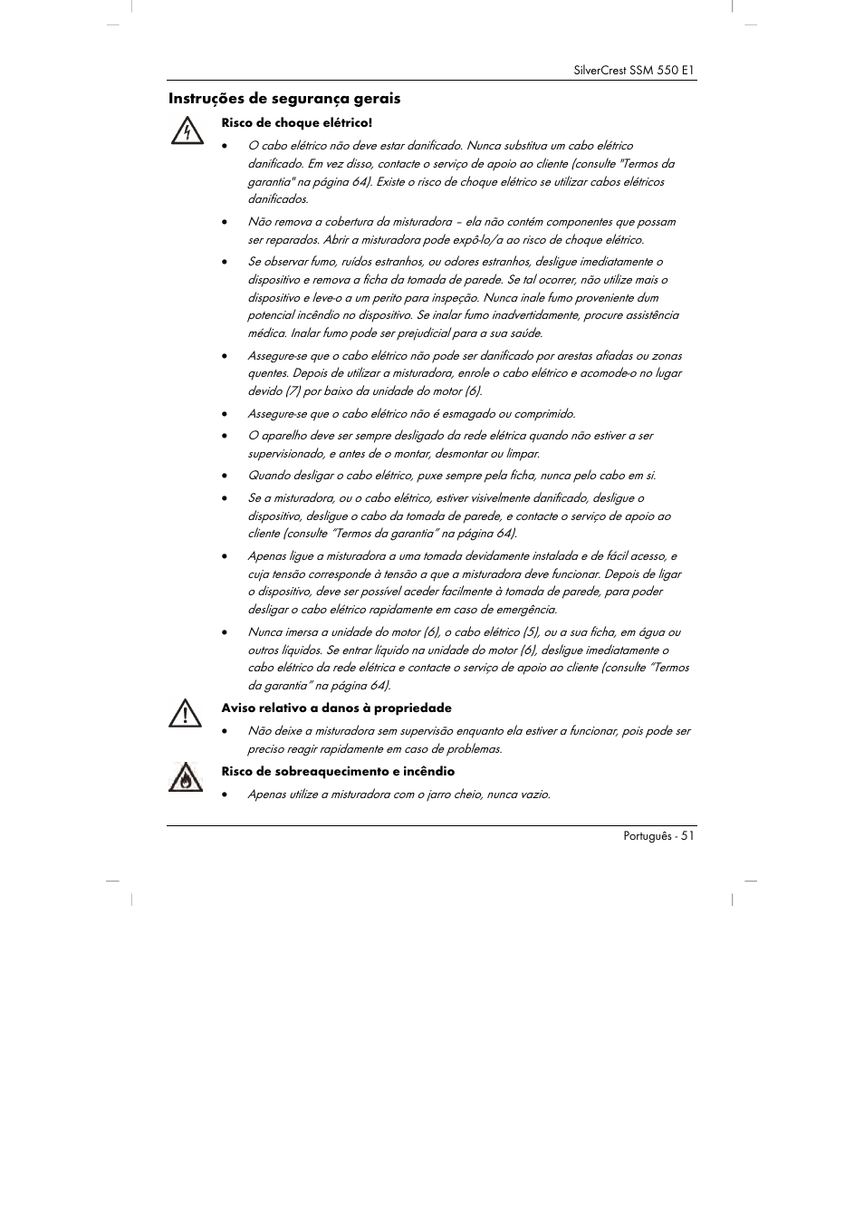 Instruções de segurança gerais | Silvercrest SSM 550 E1 User Manual | Page 53 / 110