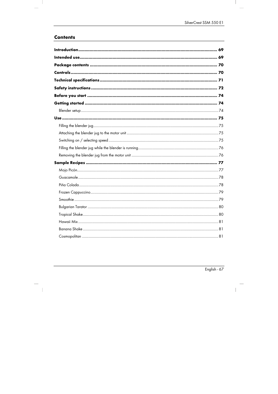 Silvercrest SSM 550 E1 User Manual | Page 69 / 110